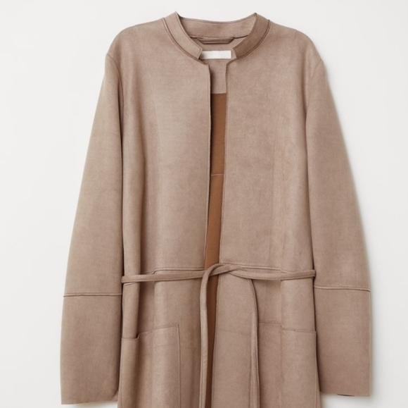 H&M Jackets & Blazers - H&M TAUPE FAUX SUEDE COAT